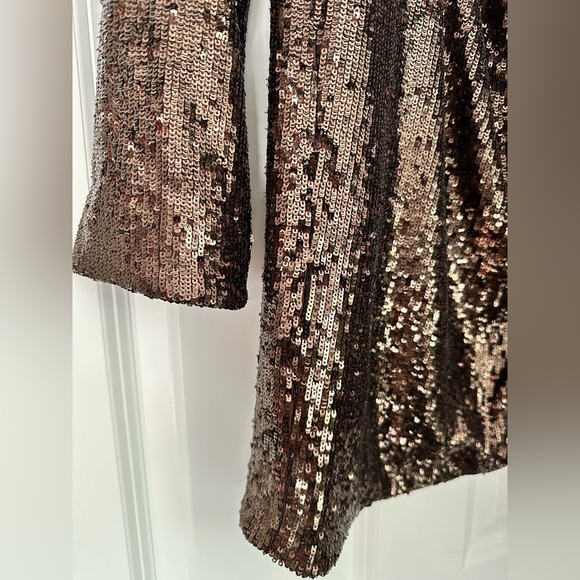 Jonathan Simkhai The Monty Hammered Sequin Blazer Dress in Sable - Picture 8 of 13